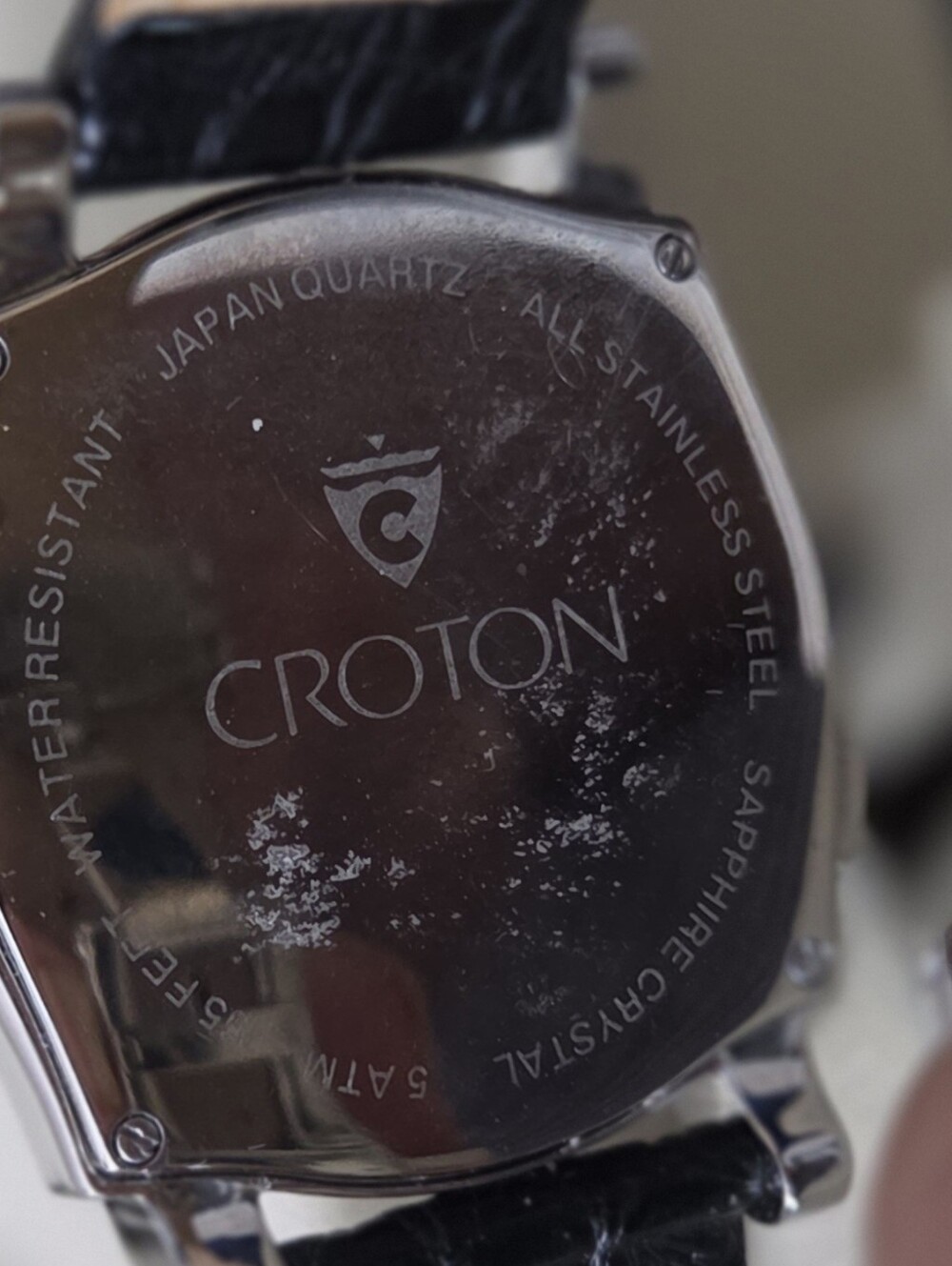 Croton Tonneau Triple Date Moonphase Watch Sapphire Crystal Black Crocodile Band - Picture 2 of 7